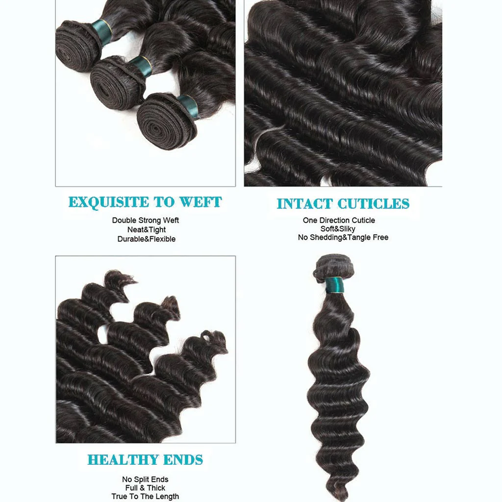 3 Bundles 9A Loose Deep Wave Human Hair Bundles Natural Color - Image 7