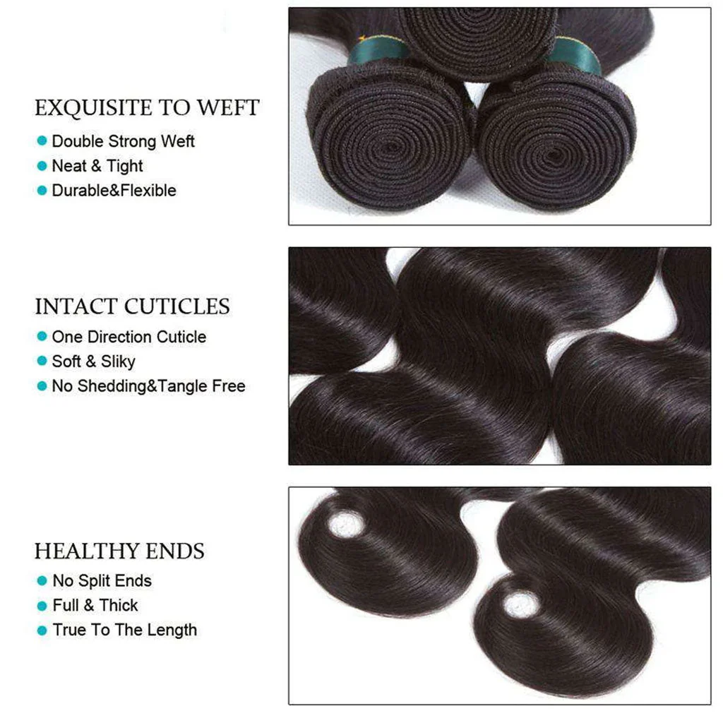 Full & Bouncy Body Wave Hair Bundles 3 Pcs/pack 10A High Density Human Remy Hair - Image 3