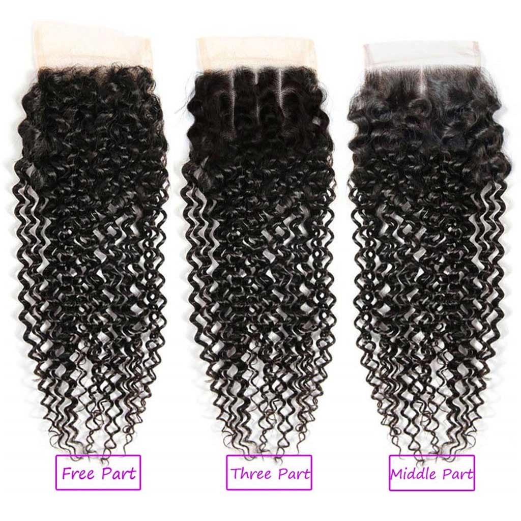 10A Kinky Curly Hair 4 Bundles With Closure Brazilian Hair Natural Color - Image 5