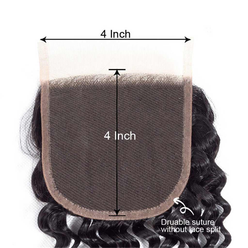 10A Kinky Curly Hair 4 Bundles With Closure Brazilian Hair Natural Color - Image 7
