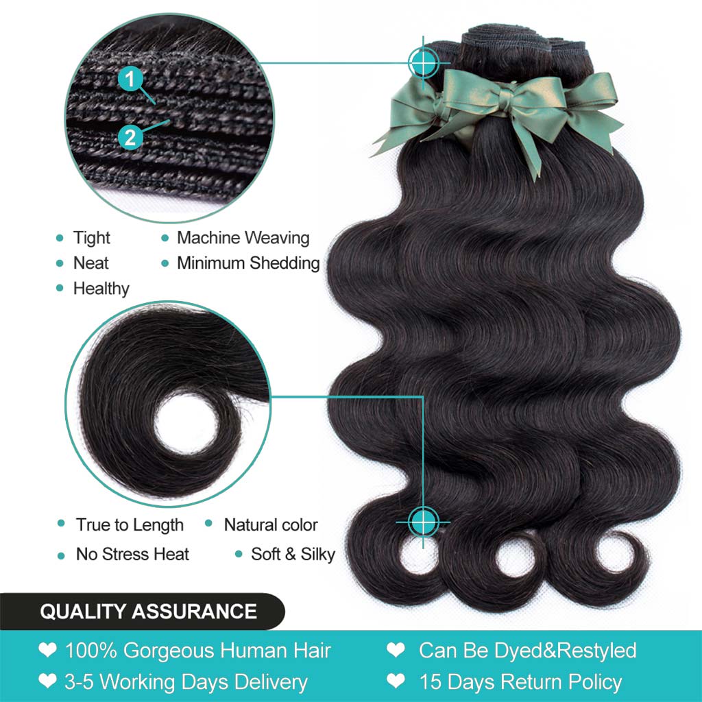 Body Wave Bundles with Closure Wig-Maker Kit High Density 10A Brazilian Human Hair - Image 3