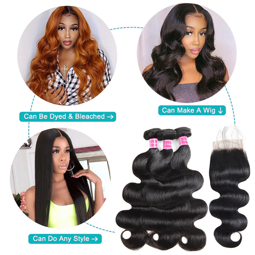 Body Wave Bundles with Closure Wig-Maker Kit High Density 10A Brazilian Human Hair - Image 6