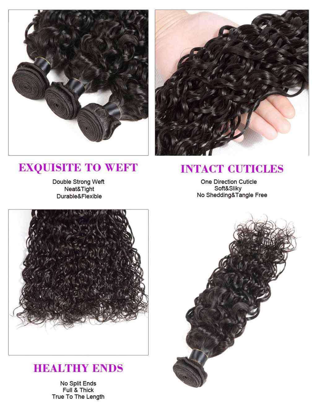 Bundles 9A Water Wave Human Hair Bundles Natural Color - Image 3