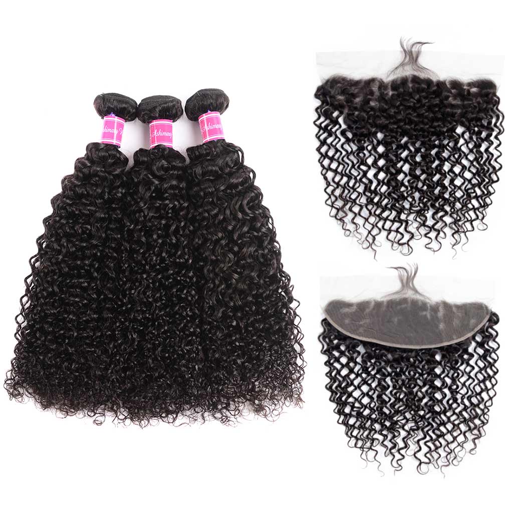 10A Jerry Curly Virgin Hair 3 Bundles With Frontal 100% Human Hair - Image 3