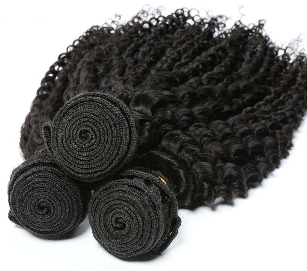 10A Kinky Curly Brazilian Hair 3 Bundles With Frontal Human Hair - Image 3