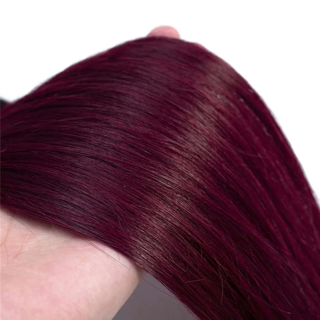 Ombre Burgundy Mixed Brazilian Human Hair Straight/ Body Wave Hair Bundles - Image 3
