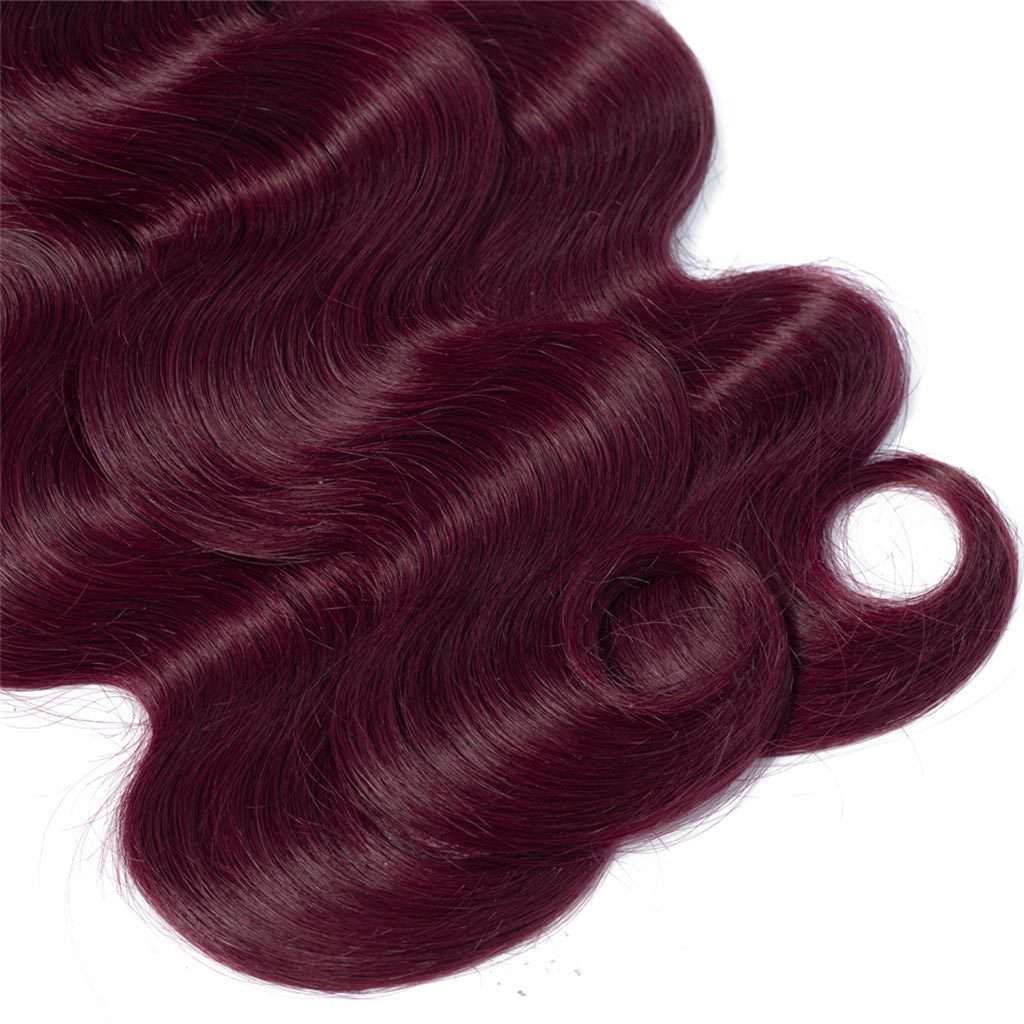 Ombre Burgundy Mixed Brazilian Human Hair Straight/ Body Wave Hair Bundles - Image 5