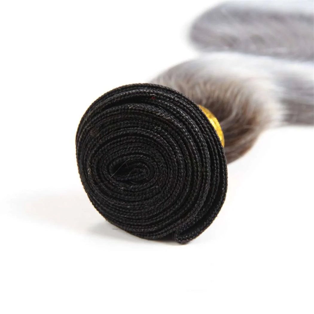 Ombre Grey 3 Bundles Body Wave Brazilian Human Hair Bundles - Image 3