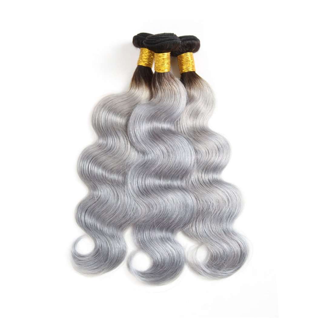 Ombre Grey 3 Bundles Body Wave Brazilian Human Hair Bundles - Image 7