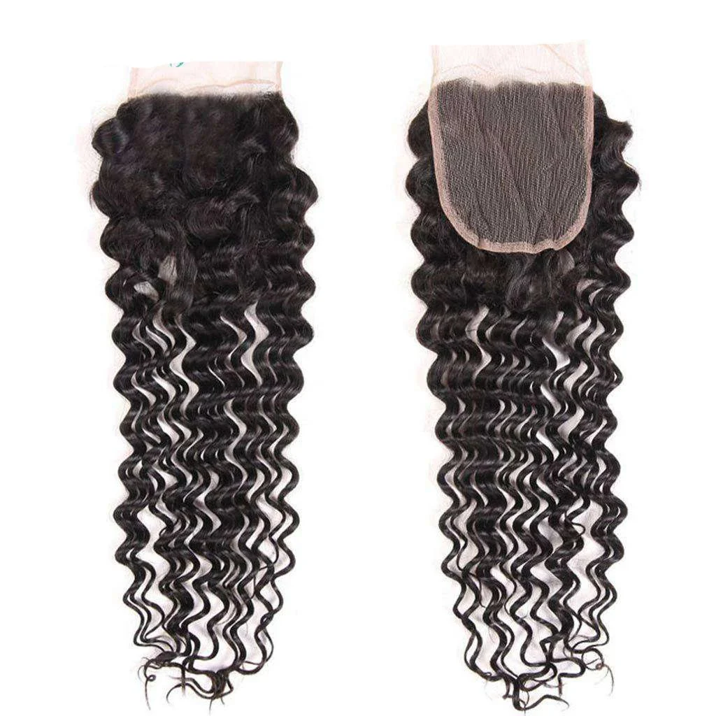 Deep Wave 10A 3 Bundles with Closure Free Part Brazilian Human Hair Natural Color - Image 5