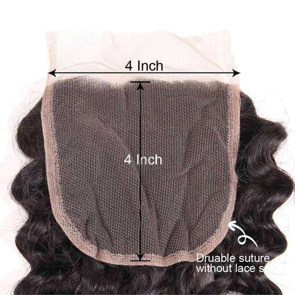 Deep Wave 10A 3 Bundles with Closure Free Part Brazilian Human Hair Natural Color - Image 6